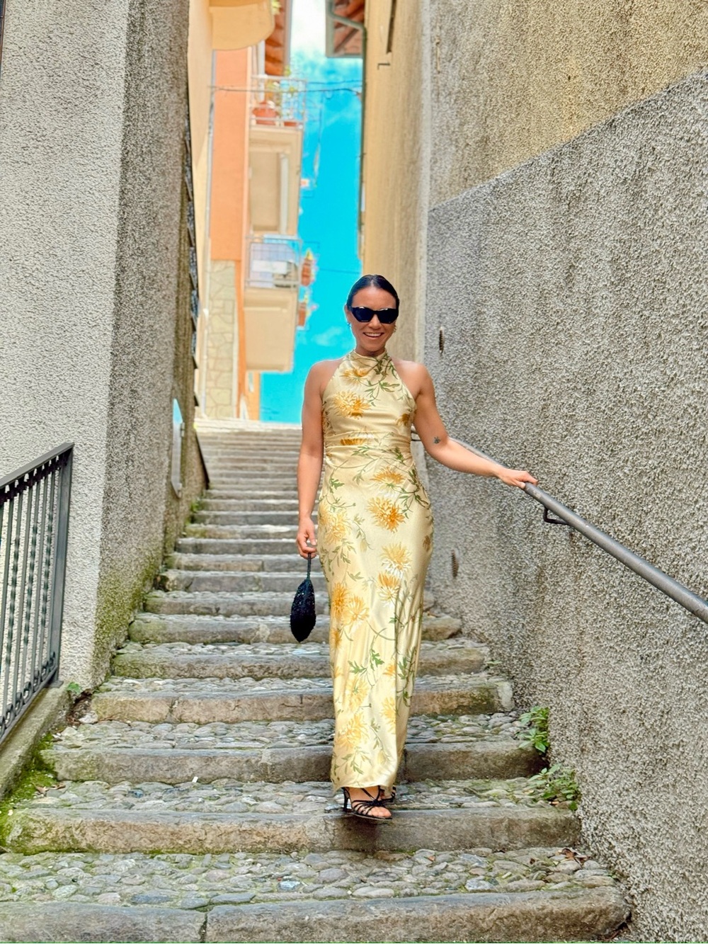 Reformation Silk Yellow Floral Halter Maxi Dress